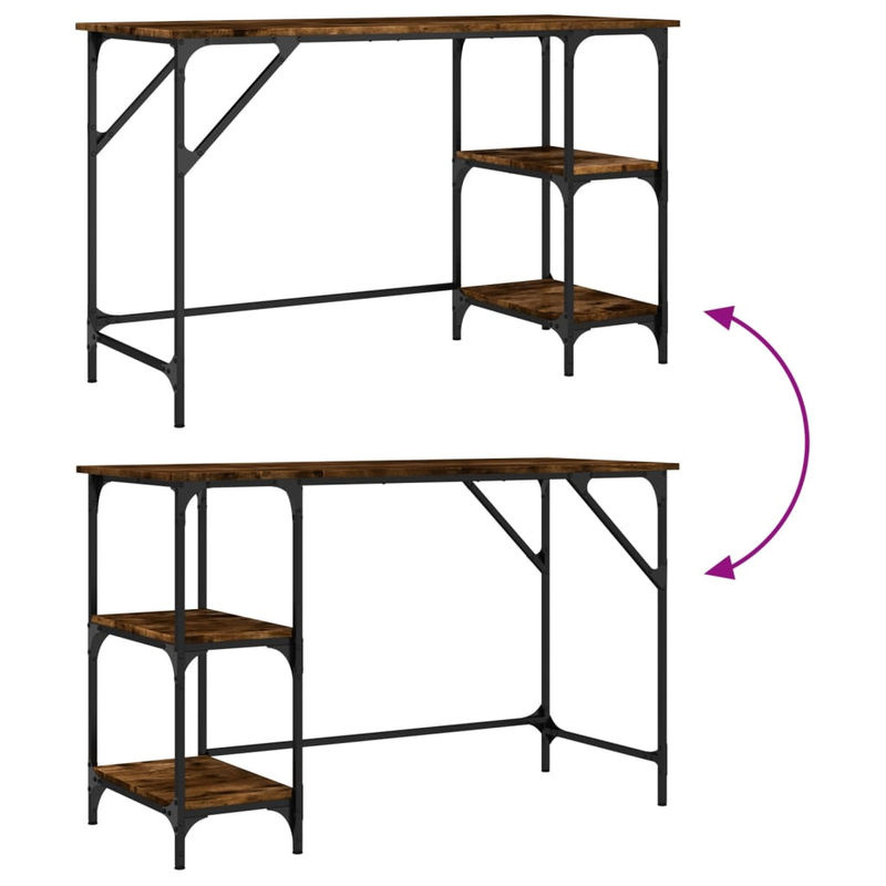 Vidaxl Schreibtisch im Industrial Design aus Holzwerkstoff und Metall, Farbe Braun, Geräucherte Eiche, B/T/H: 120 x 50 x 75 cm - Bild 3
