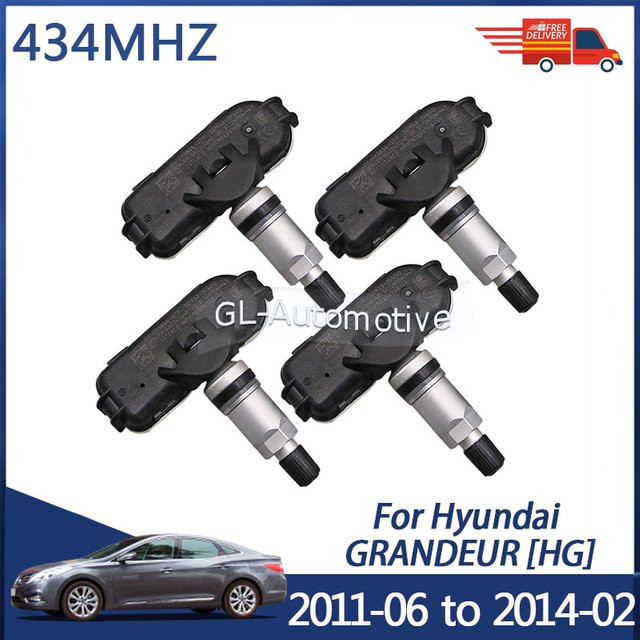 4er-Set GANGLE TPMS Reifendruckkontrollsensor 434MHz für Hyundai Grandeur, Farbe: Schwarz - Bild 1