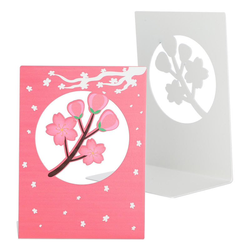 GoolRC Metall-Buchstützen Sakura in Rosa mit floralem Design, 2 Stück - Bild 2