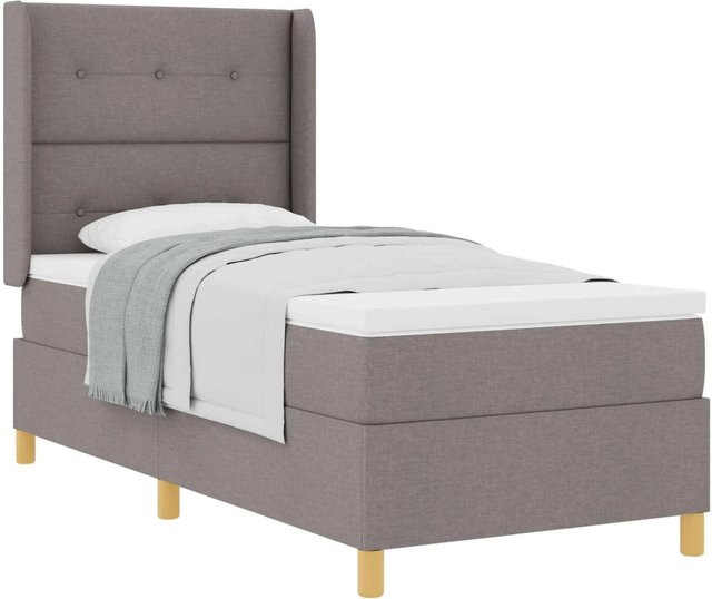 vidaXL Boxspringbett mit Matratze und Kopfteil in Taupe, B/T/H: 90 x 200 cm, mit Taschenfederkern und Stoffbezug - Bild 1