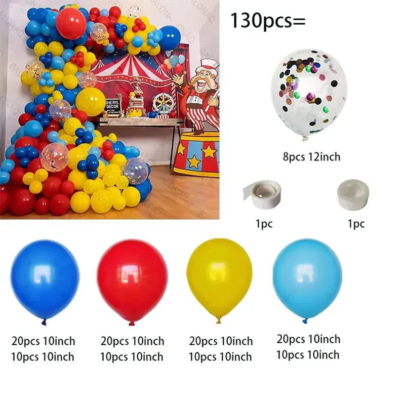 Potdemiel 130-teiliges Zirkus-Ballon-Bogen-Set in Mehrfarbig für Karneval, Geburtstag und Babyparty - Bild 2