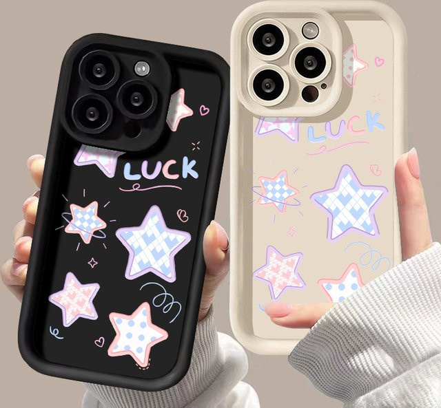 Stoßfeste TPU Handyhülle mit Stern-Design für Apple iPhone 11 12 13 14 15 16 17 Pro Max Air in Schwarz - Bild 1