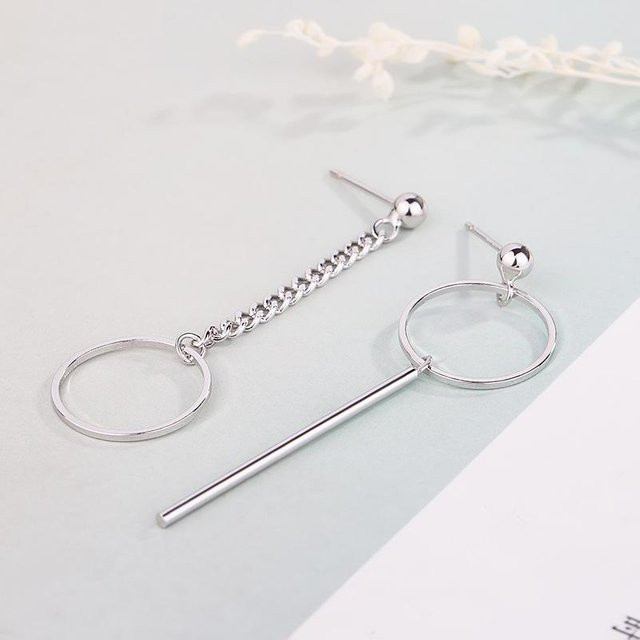 Wucifang Jewelry Ohrringe, 925 Sterling Silber, Asymmetrie, Quaste, Damen - Bild 1