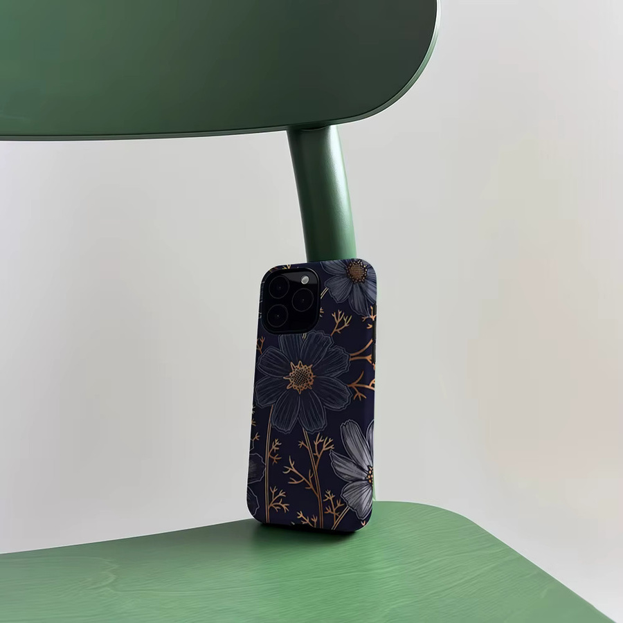 CaseLumi Matte Bumper MagSafe Schutzhülle für iPhone 17 16 15 14 13 Pro Max mit vergoldeten Blumen in Gold - Bild 5