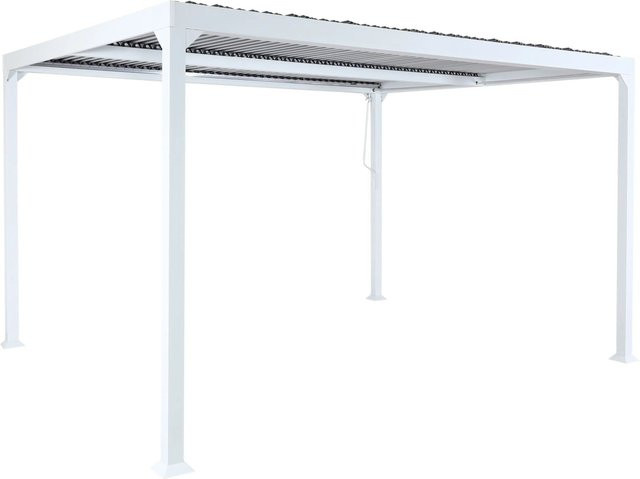 BERLINLODGE Alu Pergola Lamellen-Pavillon Terrassenüberdachung Weiß H x B x T: 224 x 370 x 306 cm - Bild 1