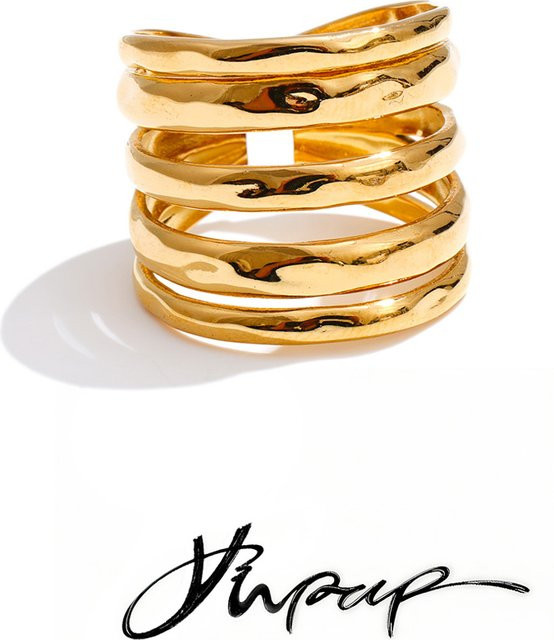 Yhpup Ring Edelstahl, Gold, Größe 7,5, Unisex - Bild 1
