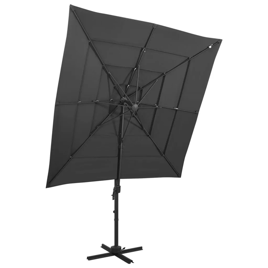 furnicato Sonnenschirm mit Aluminium-Mast in Anthrazit B: 250 cm, T: 250 cm - Bild 2