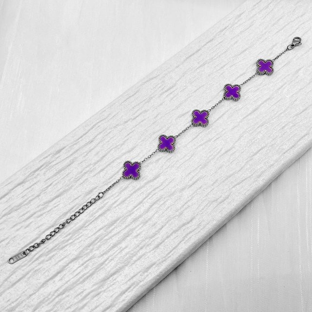 Huishan Armband, Vierblatt-Blume, Titanstahl, violett, Damen - Bild 1
