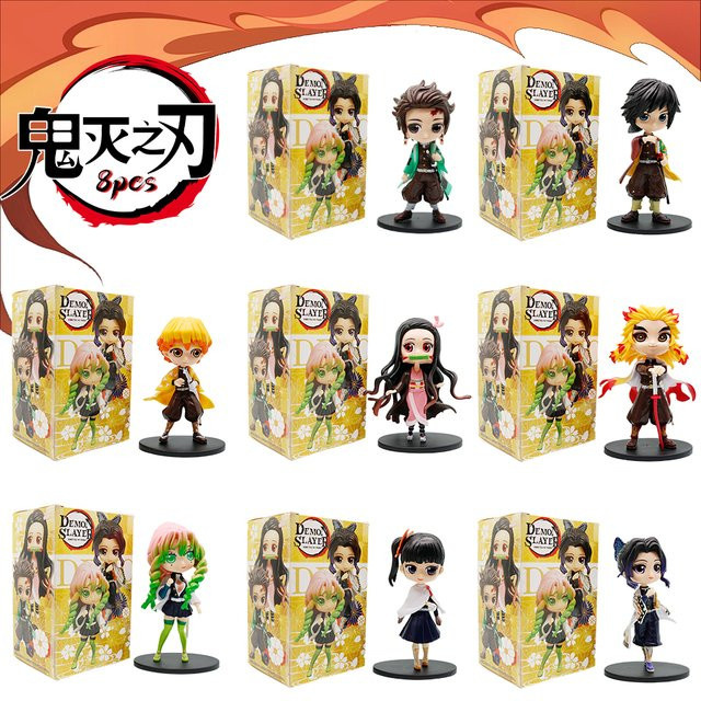 Bandai Demon Slayer Figuren Puppen, 8-teiliges Set, Q-Version Modell - Bild 1