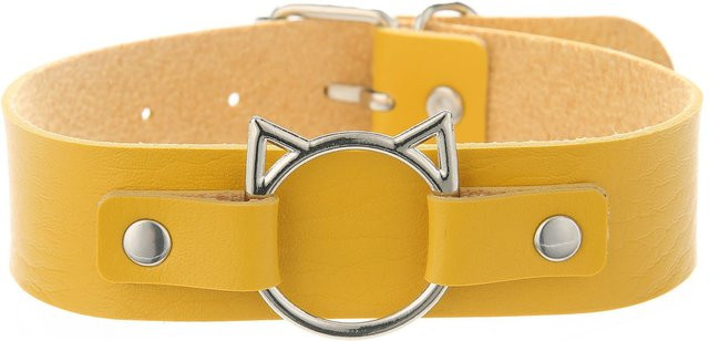 YIRAN Halskette Choker, Leder, Schwarz, Katzenkopf, Damen - Bild 1