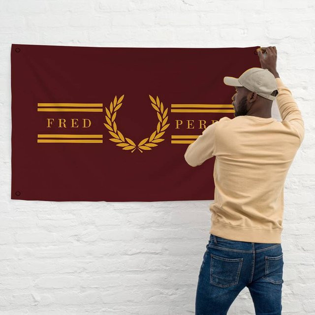 FRED PERRY Boho Wandbanner Mandala in Bunt, geometrische Textil-Kunstdekoration für den Innenbereich, Breite: 70 cm, Höhe: 50 cm - Bild 1