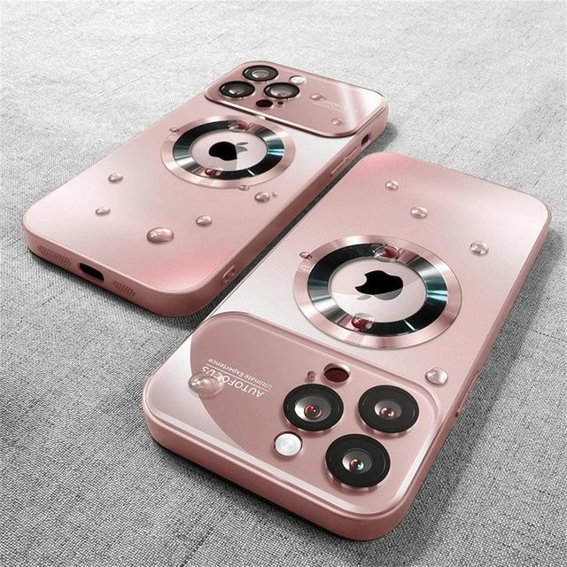 Reggo Handyhülle für iPhone in Rosa mit Titanium Metallic Matt, MagSafe kompatibel und Glas Linsenschutz - Bild 1