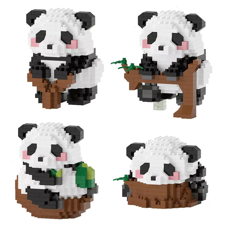 HUATEC Panda 3D Mini Modell Kit aus Micro Bausteinen, Kreatives DIY Tier-Spielzeug für Kinder ab 6 Jahren, Weiß - Bild 3