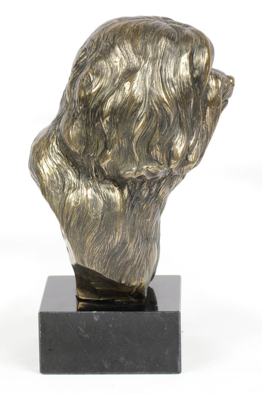 Art-Dog Hundestatue Tibet Terrier Tsang Apso Dokhi Apso als Skulptur auf Steinsockel in Braun - Bild 2