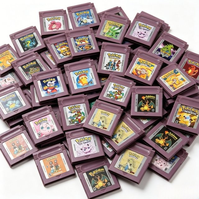 Bandai Pokemon-Serie Spielmodul für GBC Videospielkonsole in den Farben Rot, Blau, Schwarz und Pink - Bild 1