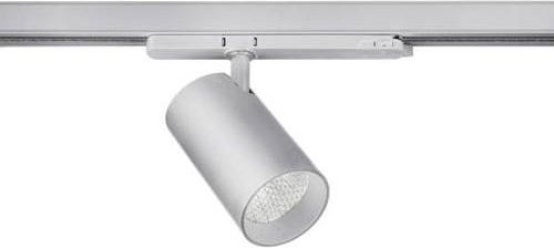 Brumberg Hochvolt-Schienensystem-Leuchte Silber, runde LED-Schienenleuchte aus Aluminium und Glas, verstellbar - Bild 1