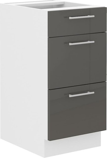 Küchenunterschrank Lara Grau Hochglanz mit Soft-Close Breite: 40 cm - Bild 1