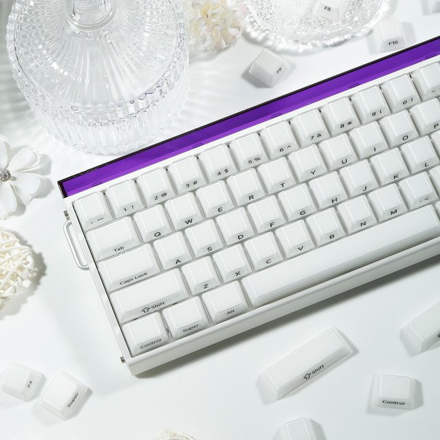 TROVANCO Jelly Side Keycaps Ice Crystal Pink Cherry Profile für Cherry MX 61 68 mechanische Tastaturen, 100 Tastenkappen in Pink, Blau und Weiß - Bild 1