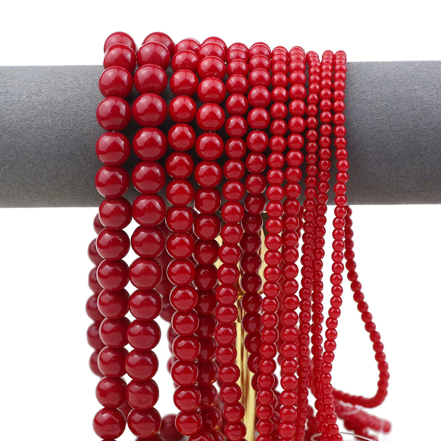JHNBY Naturstein Perlen, Rote Koralle, Runde Spacer Perlen - Bild 5