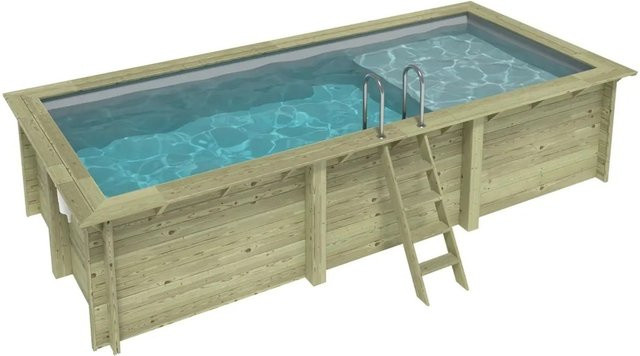 ALTANKA Holzpool Aqua rechteckig in Grau mit Liegefläche auf Rahmen B: 610 cm, T: 285 cm, H: 131 cm - Bild 1