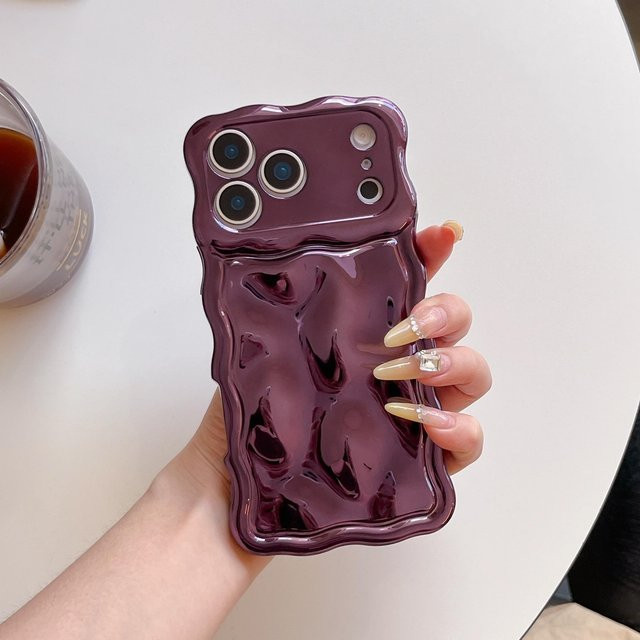 Stoßfeste Handyhülle mit 3D-Wellenstruktur für iPhone 17 16 15 14 13 12 Pro Max Plus in Lila - Bild 1