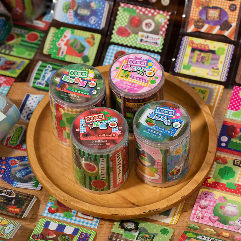 Japanisches Washi Tape mit niedlichen Alltagsszenen wie Café und Frühstück, Multicolour - Bild 1