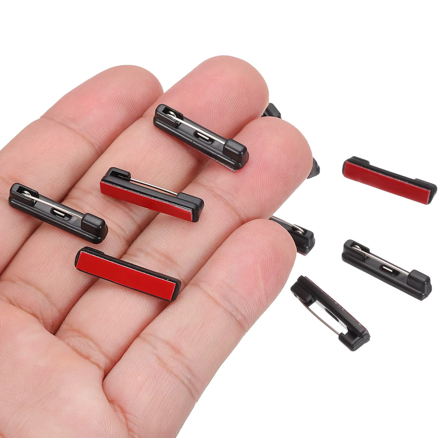Selbstklebende Sicherheitsnadeln für Namensschilder aus Metall in Weiß - Bild 3