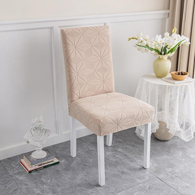 Yiran Furniture Jacquard Stuhlbezug aus Polyester, elastisch und rundumschließend, Beige, B/T/H: 45 x 38 x 38 cm - Bild 1