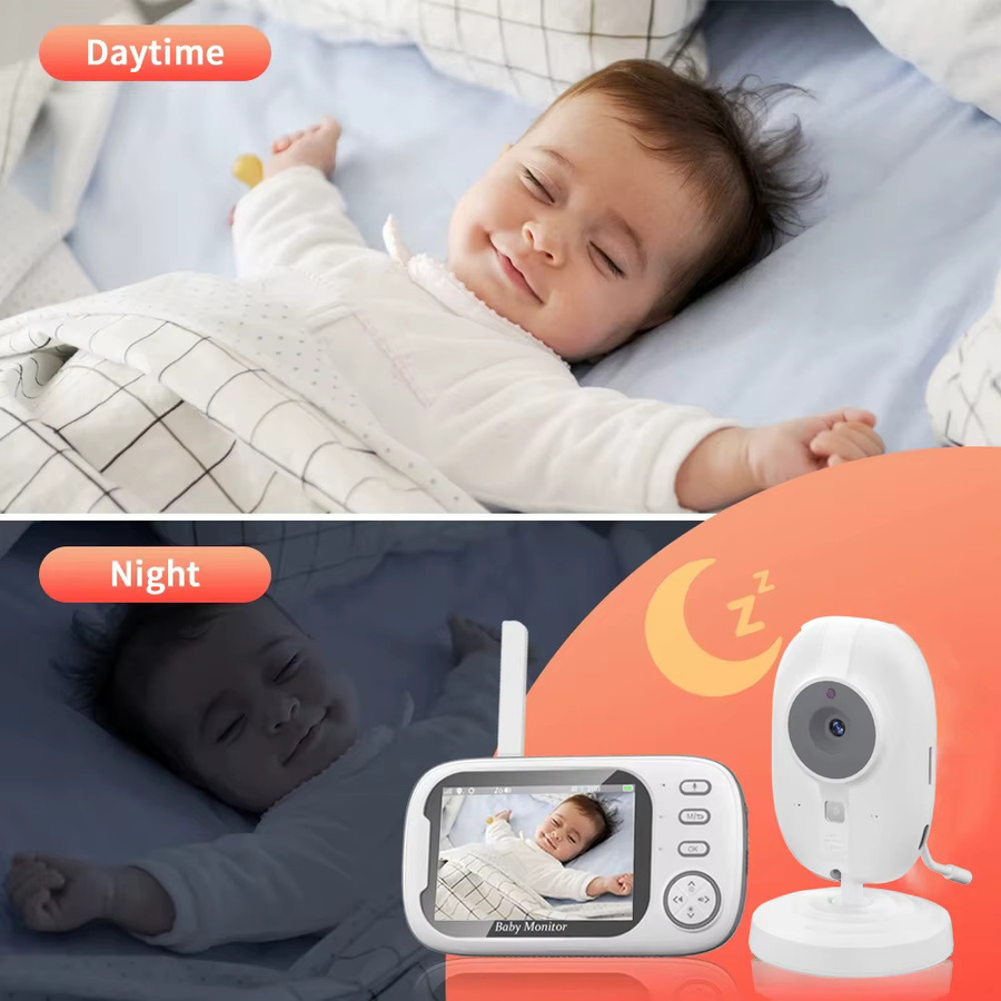 Cdycam Babyphone mit 3,5 Zoll Video Display, Wireless Nachtsicht, Temperaturüberwachung und Zwei-Wege-Audio in Weiß - Bild 3
