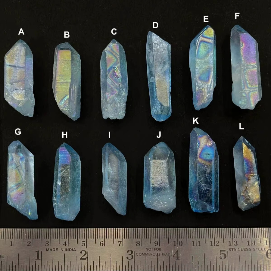 BASILOSAURUS Engel Aura Quarz Kristalle in Blau und Multicolor, rohe Edelsteinpunkte, 1000 g - Bild 2