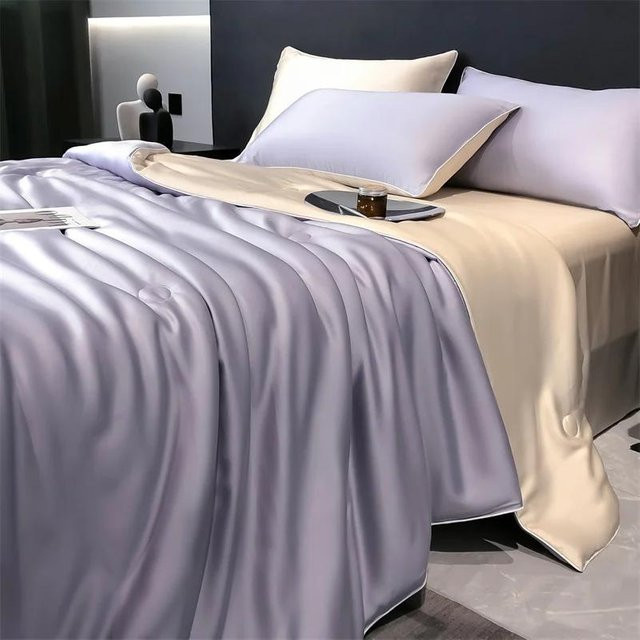 Sommerdecke Set aus 100 % Lyocell-Seide von Your Warm Home in Weiß, eiskühlende und weiche Bettdecke, B/T: 200 x 230 cm - Bild 1