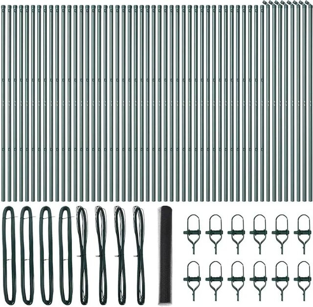 vidaXL Zaunpfosten aus Stahl und PVC in Grau, Höhe: 100 cm, Breite: 100 cm, Tiefe: 25 mm - Bild 1