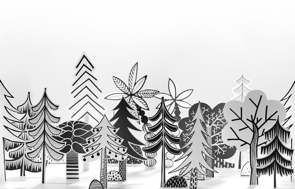 Rebel Walls Mural Nordic Valley Wandtattoo im skandinavischen Design in Schwarz und Weiß - Bild 2