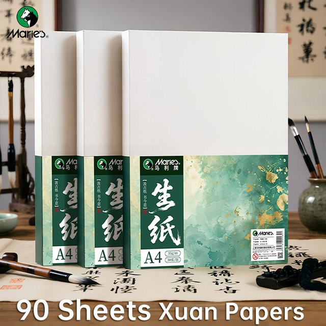 Marie's Reispapier 90 Blatt weißes Sheng-Xuan-Papier für Sumi-Malerei und Tuschezeichnungen - Bild 1