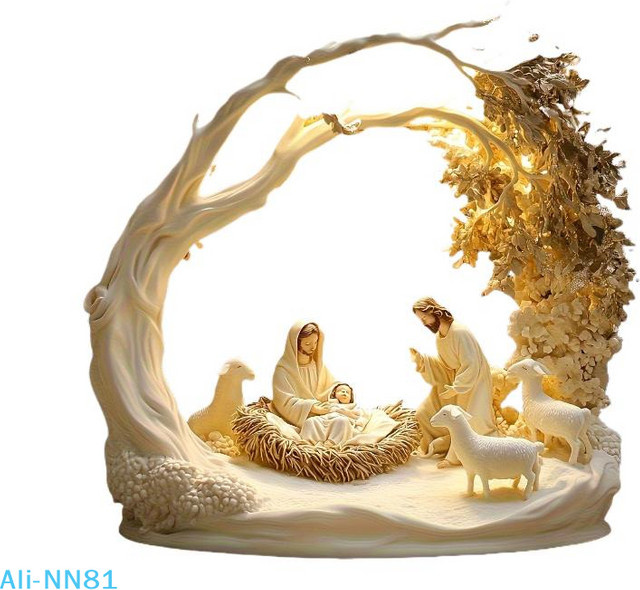 Religiöse Desktop-Dekoration von SHNGki mit Jesus und Baum des Lebens aus Acryl als Familienstatue für deine Heimdekoration - Bild 1