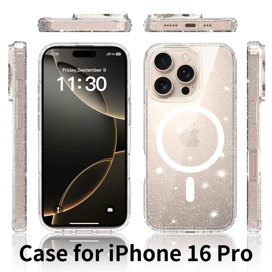 Transparente Glitzer Handyhülle mit MagSafe für iPhone 17E 16E 17 Air 16 Pro Max 15 Plus 14 13 von NYFundas - Bild 2