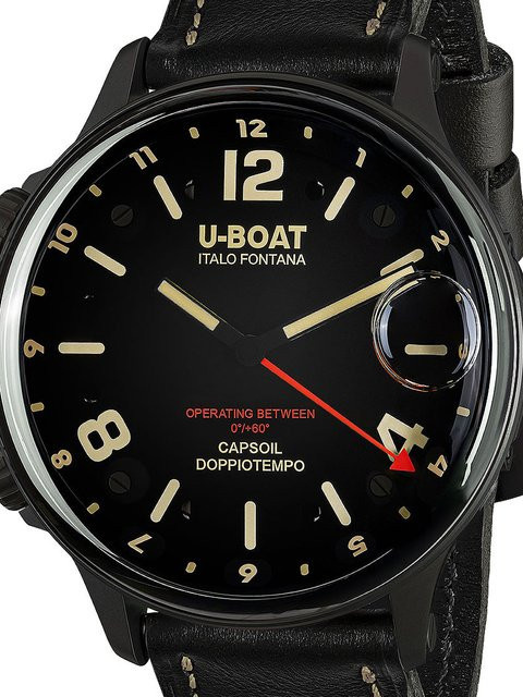 U-Boat Herrenuhr, Quarz, Edelstahl, 55 mm, Leder, Schwarz, 10 ATM - Bild 1