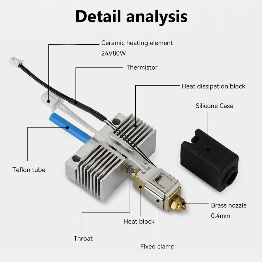 Elegoo Neptune 4 Plus Max Hotend Kit mit Messing- und gehärteter Stahl Düse für High Speed FDM 3D-Drucker Zubehör - Bild 2