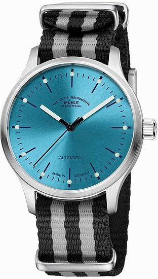 Mühle Glashütte Herrenuhr Panova, Automatik, Edelstahl, Blau, 40 mm - Bild 1