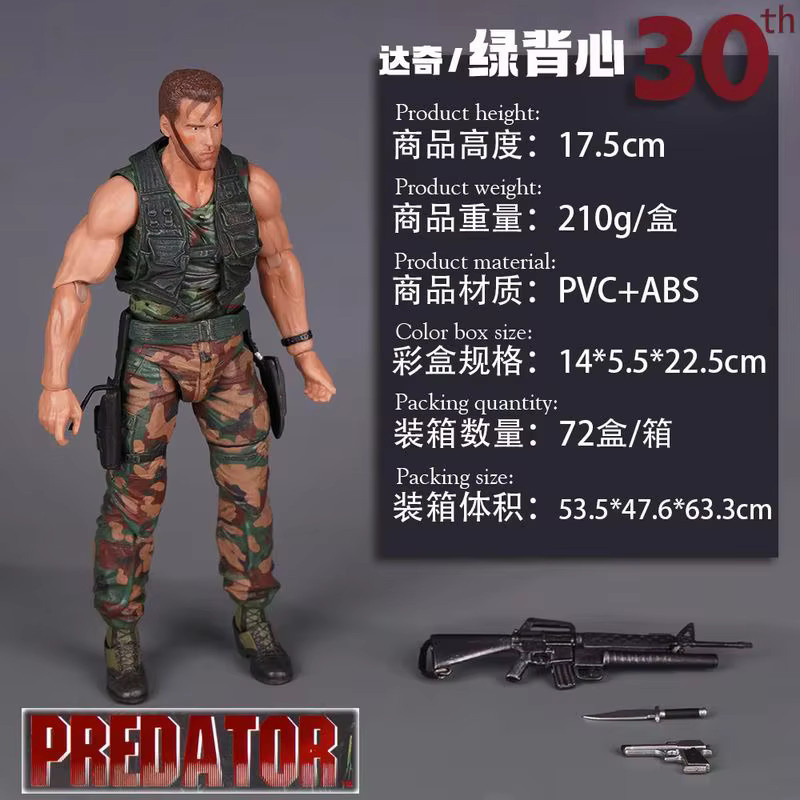 NECA Predator 30th Anniversary Jungle Patrol Dutch Actionfigur, 7 Zoll, Bewegliches Modell - Bild 1