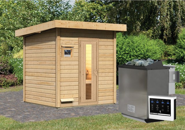 Saunahaus HYTTI 2 in Naturbelassen mit 9.0 kW BioKombiofen und Steuergerät, B/T: 196 x 196 cm - Bild 1