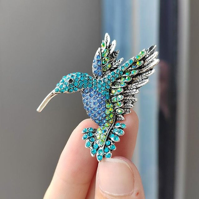 Kolibri-Brosche, Kristall, grau, Unisex - Bild 1