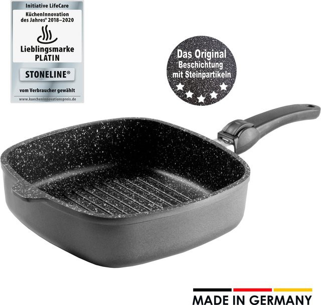 STONELINE Grillpfanne aus Aluminium mit abnehmbarem Griff, Schwarz, Durchmesser: 26 cm - Bild 1