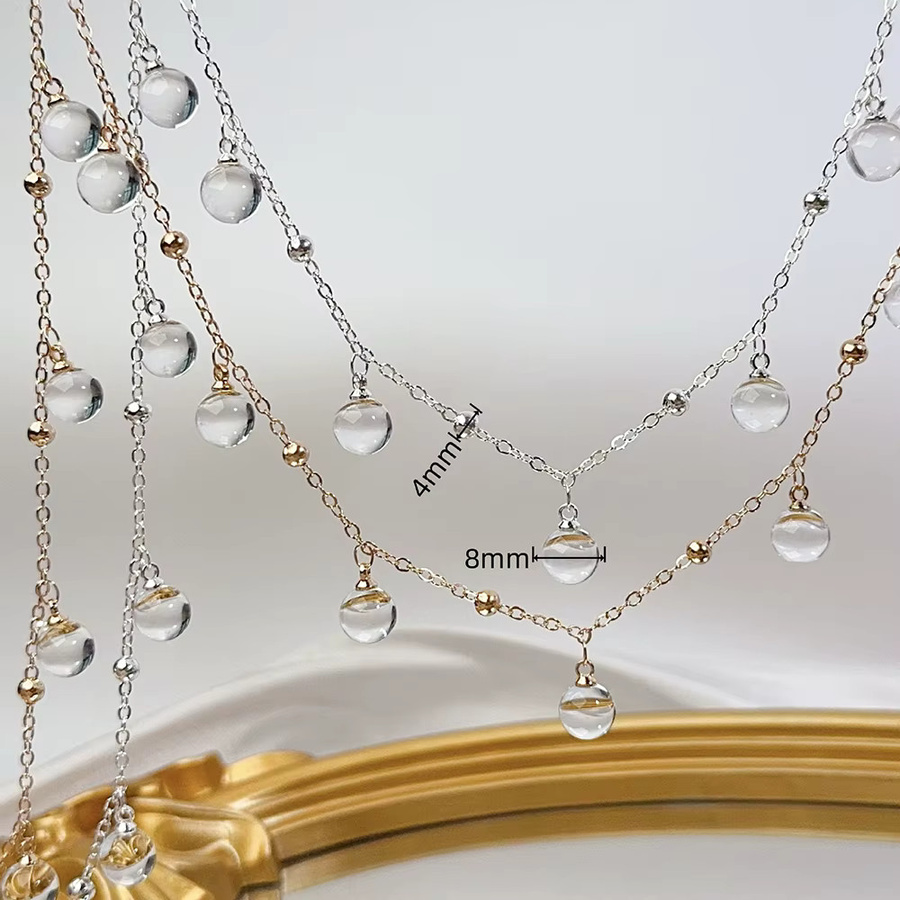 Glasperlen-Anhänger mit Metallkette, Gold, Unisex - Bild 2