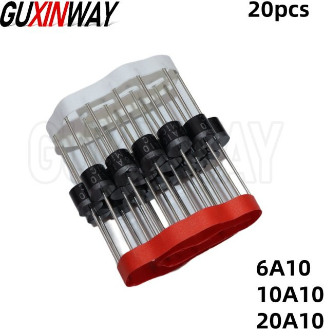 GUXINWAY Set aus 20 Stück Axial-Gleichrichter-Dioden R-6 DIP 1000V in Schwarz - Bild 1