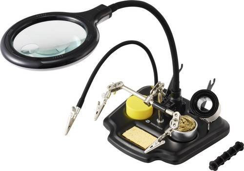 TOOLCRAFT LED-Lupenleuchte mit 3. Hand in Schwarz, Vergrößerungsfaktor 1.75x, 100 mm Linsenmaß - Bild 1
