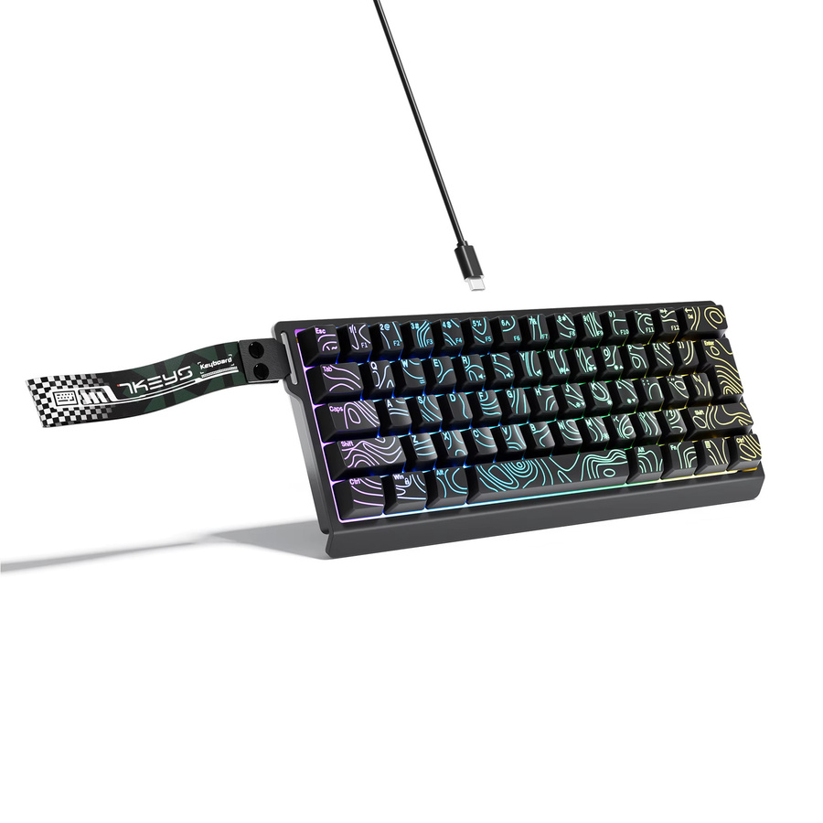 7KEYS Kompakte kabelgebundene RGB Tastatur mit Farbverlauf-Tastenkappen für Windows-Tablets, Laptops und Gamer in Schwarz und Weiß - Bild 7