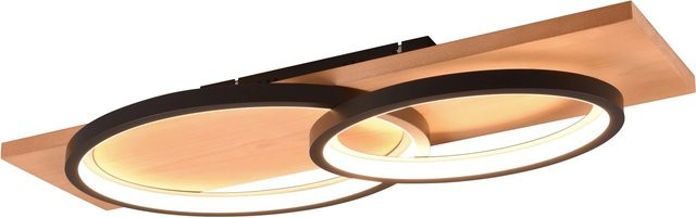 Trio LED Deckenleuchte Barca Schwarz Matt mit Holz, dimmbar, B/T/H: 75 x 10 x 33 cm - Bild 1