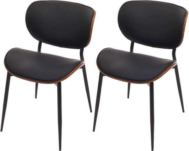 2er-Set MCW Esszimmerstuhl O45 aus Bugholz und Kunstleder in Walnuss-Optik und Schwarz - Bild 1