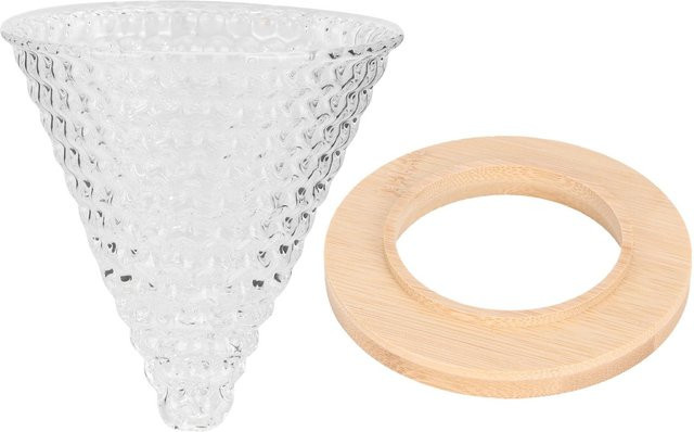 Wiederverwendbarer Kaffeetropfer aus Glas mit Holzdetails von CosyHome, transparenter Kaffeekannenfilter und Brühzubehör-Trichter - Bild 1
